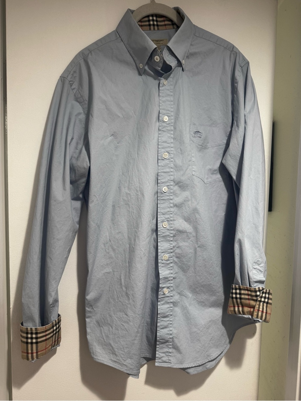 Burberry London Light Blue Nova Check Button-Down Shirt M